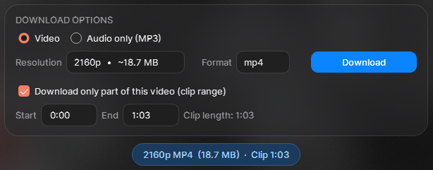 History tab — completed downloads with thumbnails and open-folder buttons
